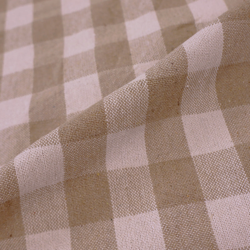 100% Indian Cotton Biege Gingham Furnishing Fabric