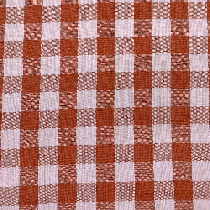100% Indian Cotton Terracotta Gingham Furnishing Fabric