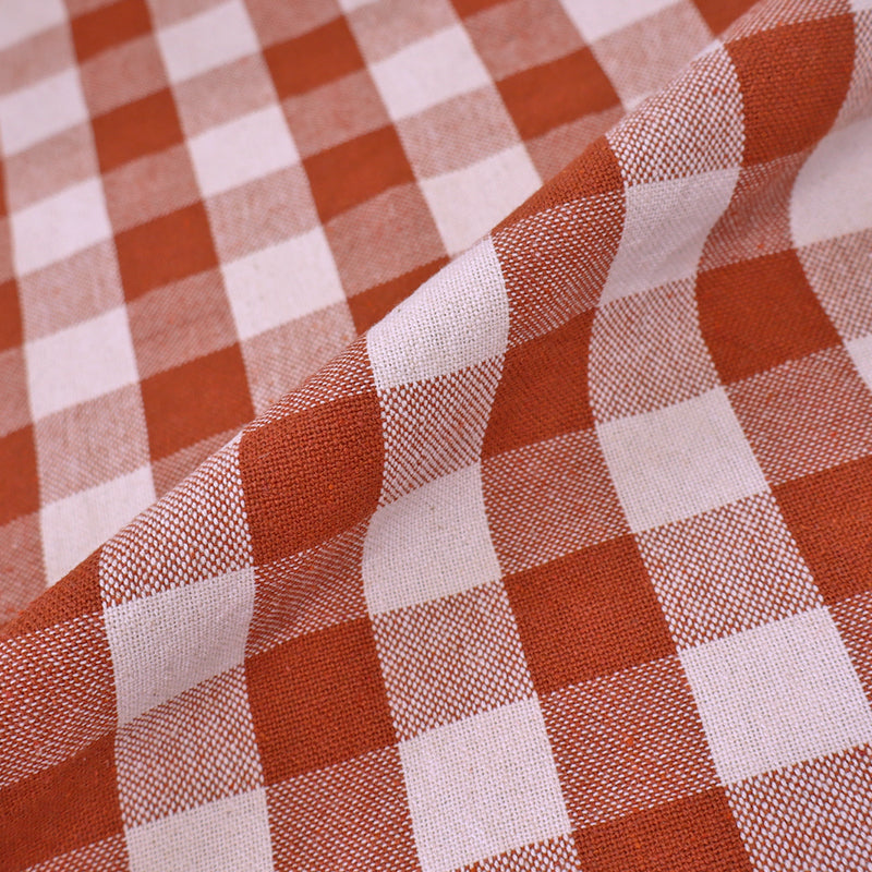 100% Indian Cotton Terracotta Gingham Furnishing Fabric