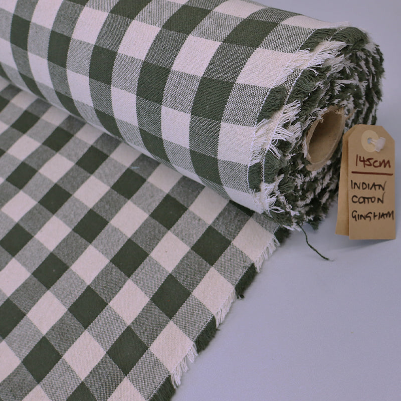 100% Cotton Green Gingham Furnishing Fabric