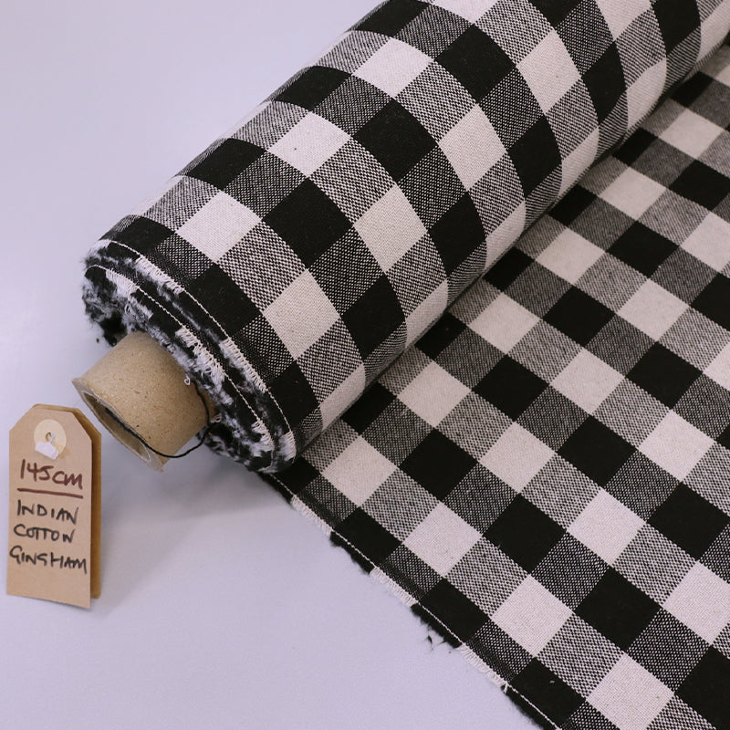 100% Indian Cotton Black Gingham Curtain Fabric