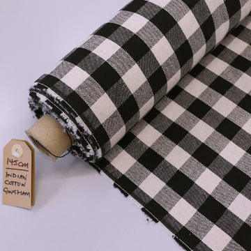 100% Indian Cotton Black Gingham Curtain Fabric