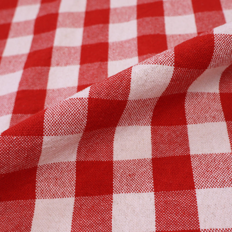 100% Cotton Red Gingham Curtain Fabric