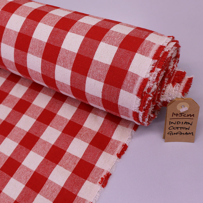 100% Cotton Red Gingham Curtain Fabric