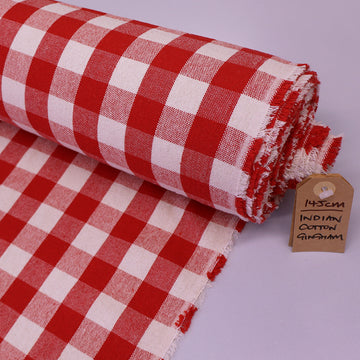 100% Cotton Red Gingham Curtain Fabric