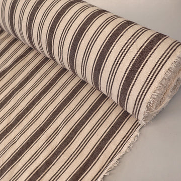 100% Cotton Indian Cotton Dark Brown Striped Fabric on a neutral background