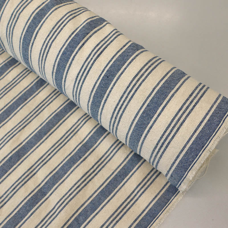 Indian Cotton - Lots of Stripes - Denim Blue