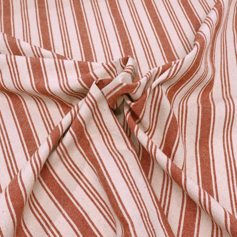 100% Cotton Indian Cotton Fabric - Multiple Terracotta Stripes