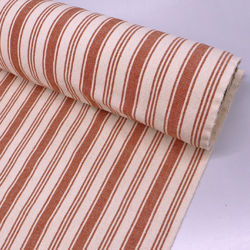 100% Cotton Indian Cotton Fabric - Multiple Terracotta Stripes