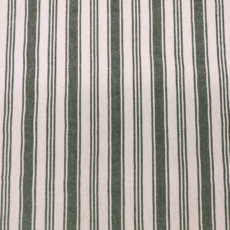 100% Cotton Indian Cotton Striped Fabric - Khaki Green on cream