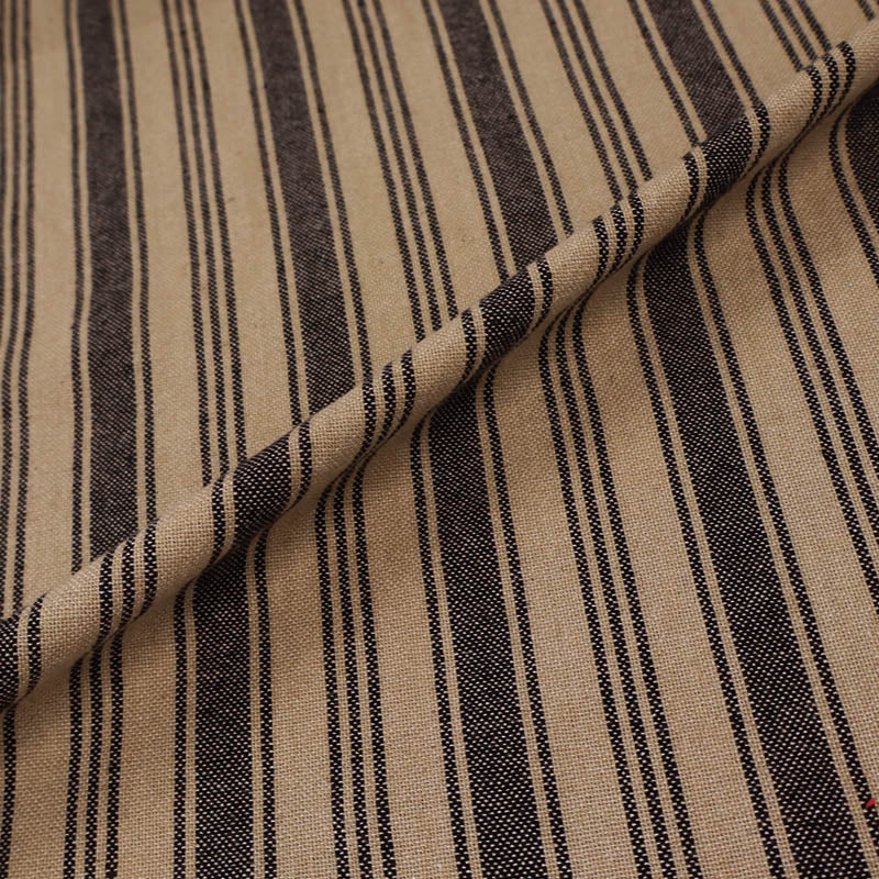 Indian Cotton - Lots of Stripes - Tobacco and Black