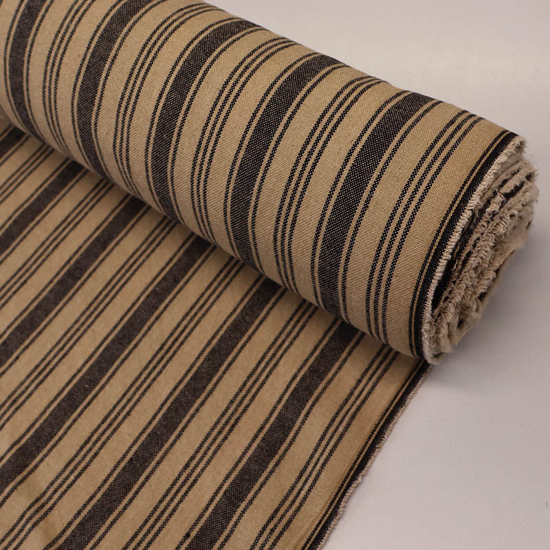Indian Cotton - Lots of Stripes - Tobacco and Black