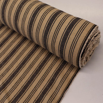 Indian Cotton - Lots of Stripes - Tobacco and Black