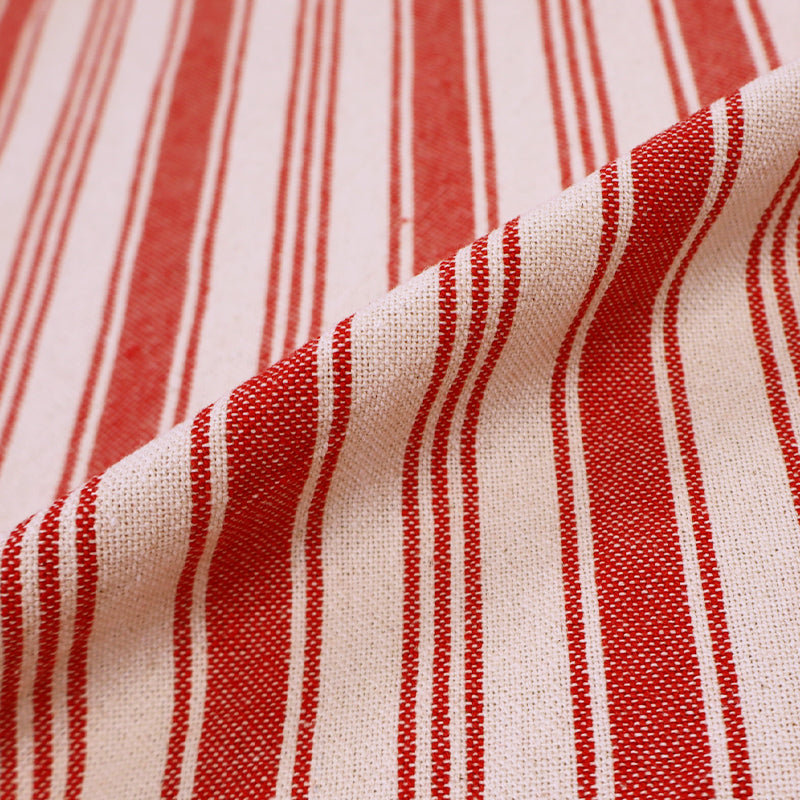 100% Cotton Indian Cotton Fabric - Multiple Red and White Stripes