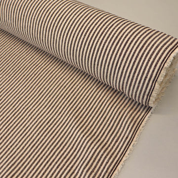 100% Indian Cotton Furnishing Fabric  featuring a narrow dark brown and cream stripe
