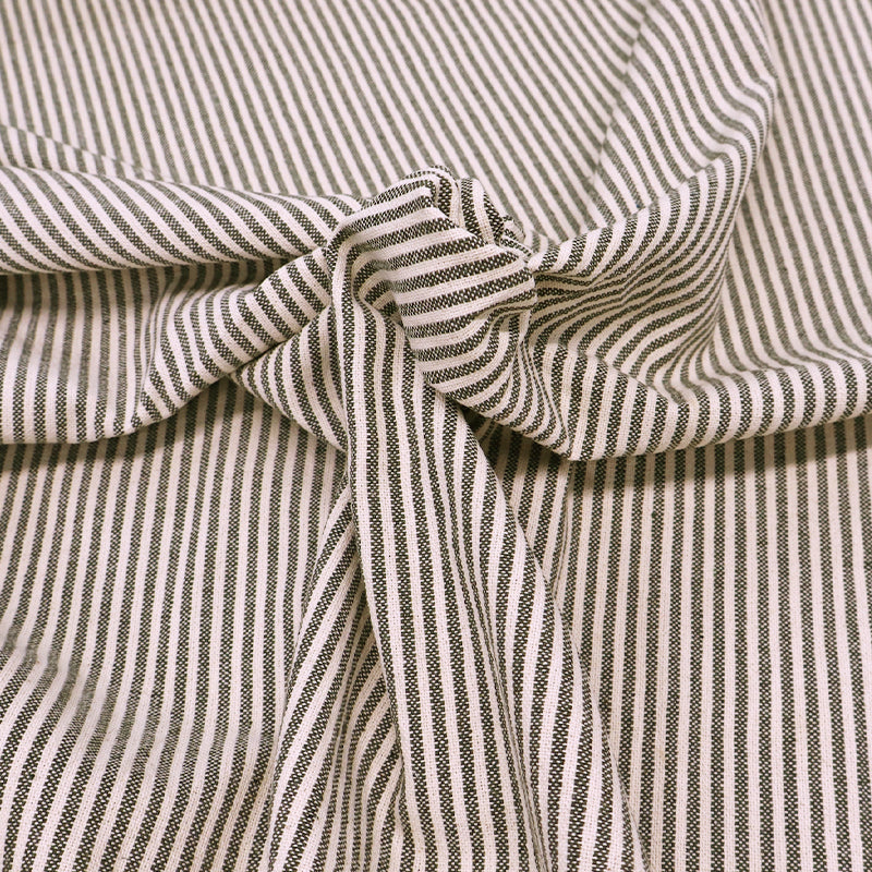 100% Cotton Khaki Green and Cream Striped Cotton Fabric