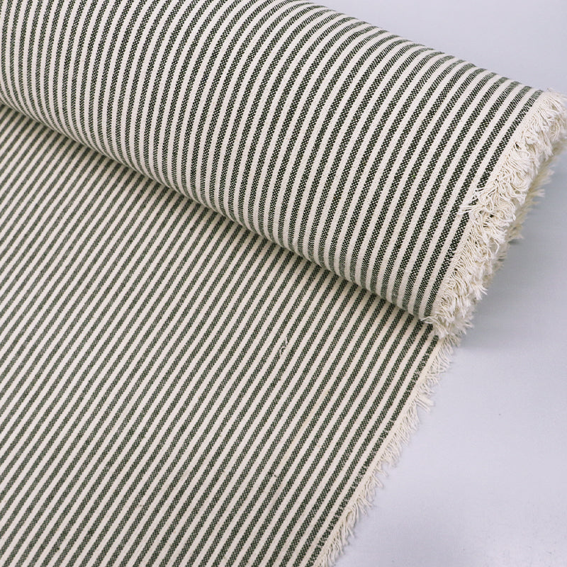 100% Cotton Khaki Green and Cream Striped Cotton Fabric