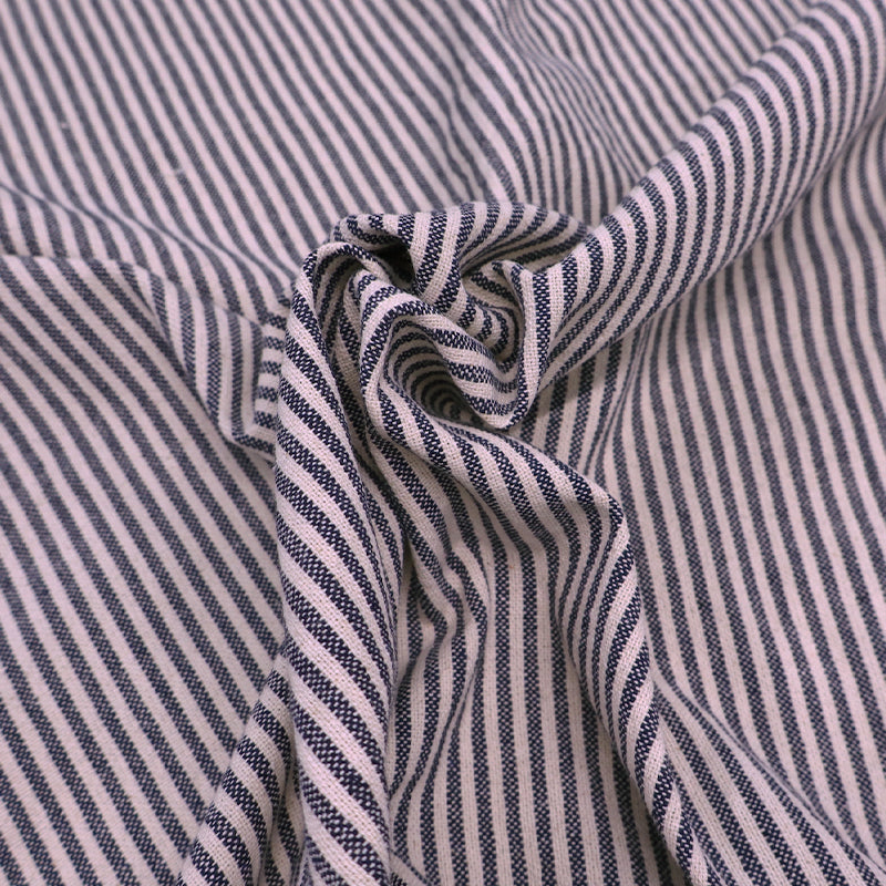 100% Cotton Navy and Cream Narrow Striped Cotton Fabric
