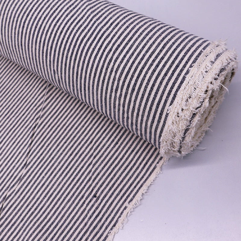 100% Cotton Navy and Cream Narrow Striped Cotton Fabric