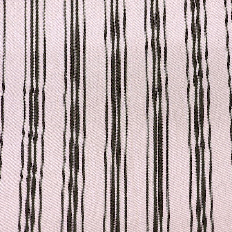 100% Cotton Ticking Fabric - Black and Cream Stripe