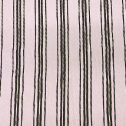 Indian Cotton Ticking Fabric - TRIPLE STRIPE - Black