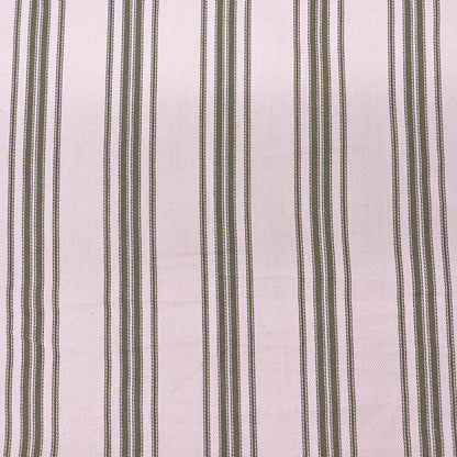 100% Cotton Ticking Fabric - Green and Cream Stripe