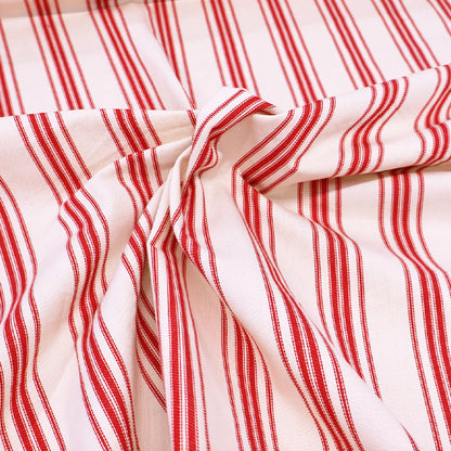 Indian Cotton Ticking Fabric - TRIPLE STRIPE - Red