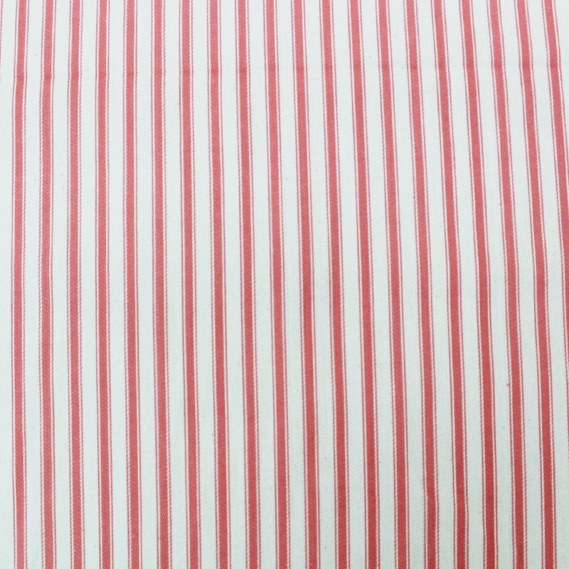 Indian Cotton Ticking Stripe Fabric - Coral Pink