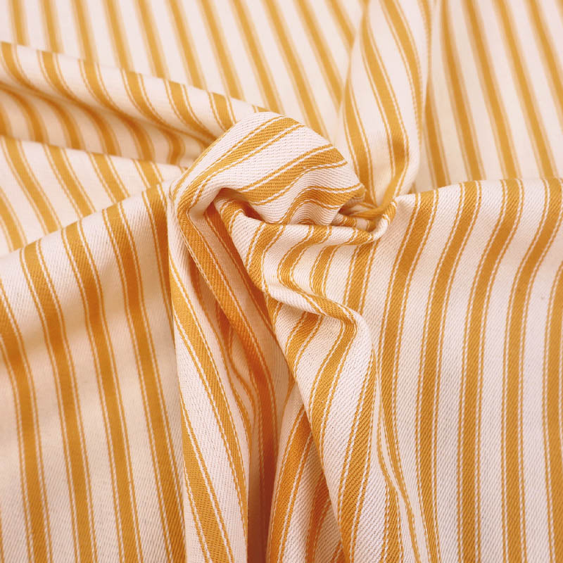 100% Cotton Ticking Stripe Fabric - Yellow