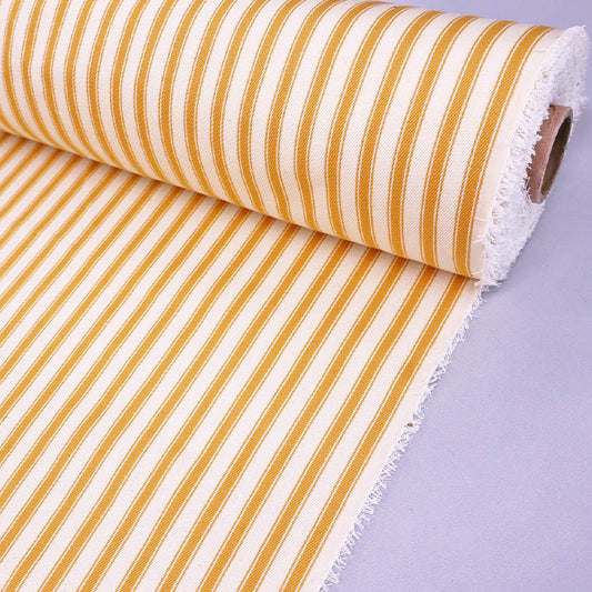 100% Cotton Ticking Stripe Fabric - Yellow