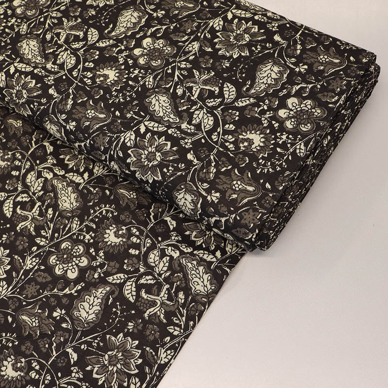 Indian Printed Cotton - Floral - Black