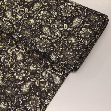 Indian Printed Cotton - Floral - Black