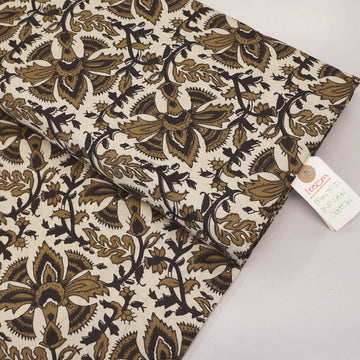 Indian Printed Cotton - Floral - Cream and Gold