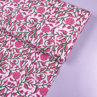 Indian Printed Cotton - Floral - Pink