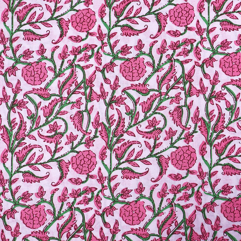 Indian Printed Cotton - Floral - Pink