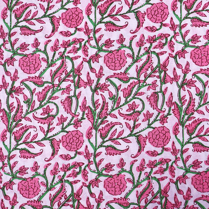Indian Printed Cotton - Floral - Pink