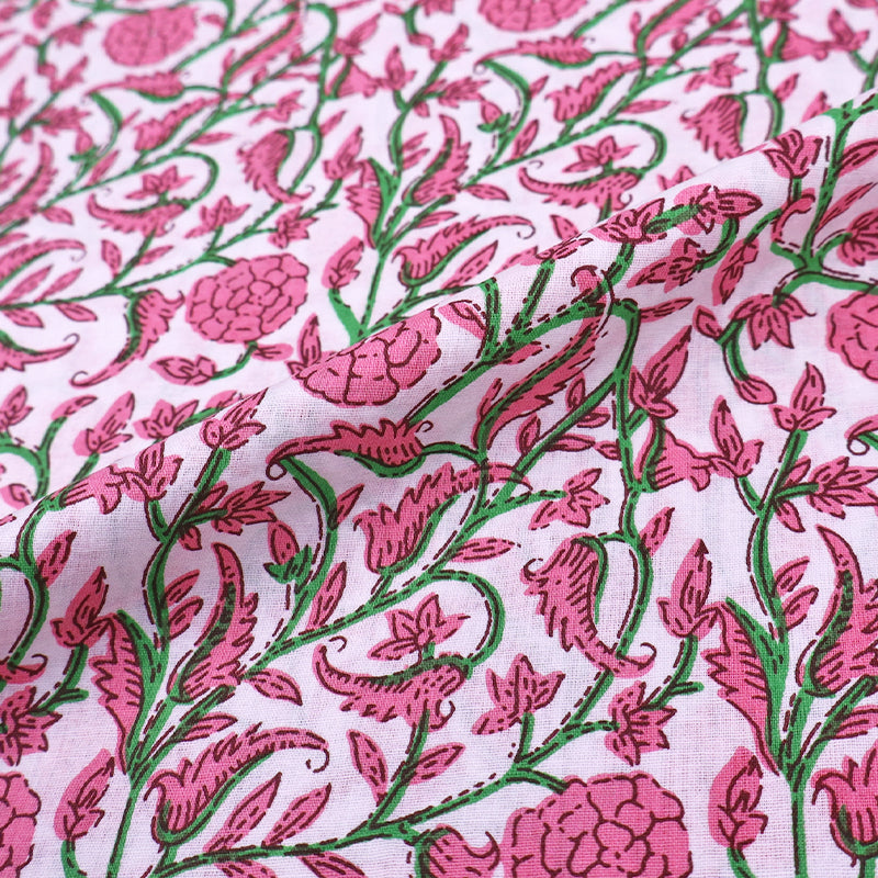 Indian Printed Cotton - Floral - Pink