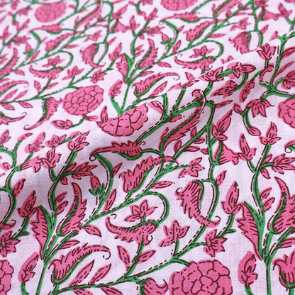 Indian Printed Cotton - Floral - Pink