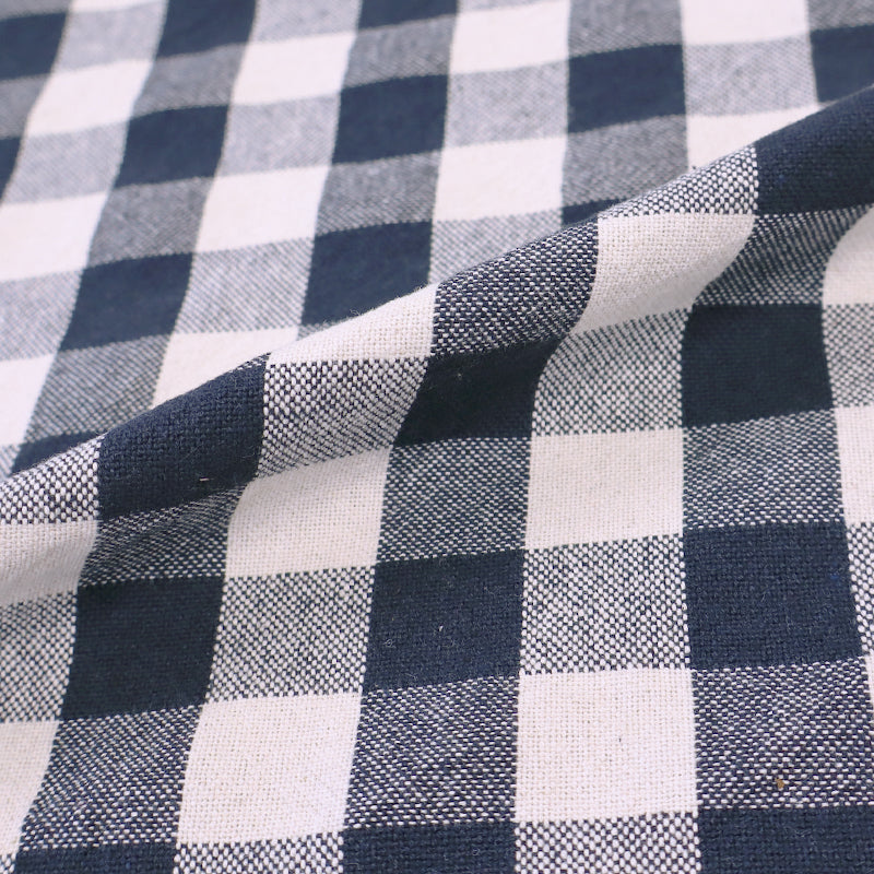 100% Indian Cotton Navy Blue Gingham Furnishing Fabric