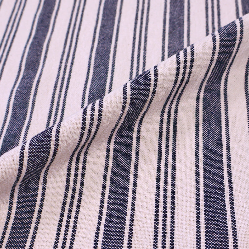 100% Cotton Indian Cotton Fabric - Multiple Navy Blue Stripes