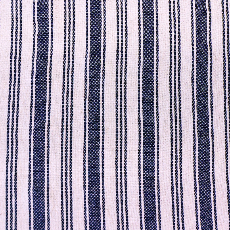 100% Cotton Indian Cotton Fabric - Multiple Navy Blue Stripes