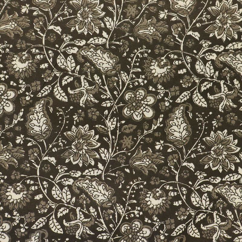 Indian Printed Cotton - Floral - Black