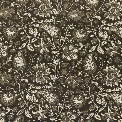 Indian Printed Cotton - Floral - Black