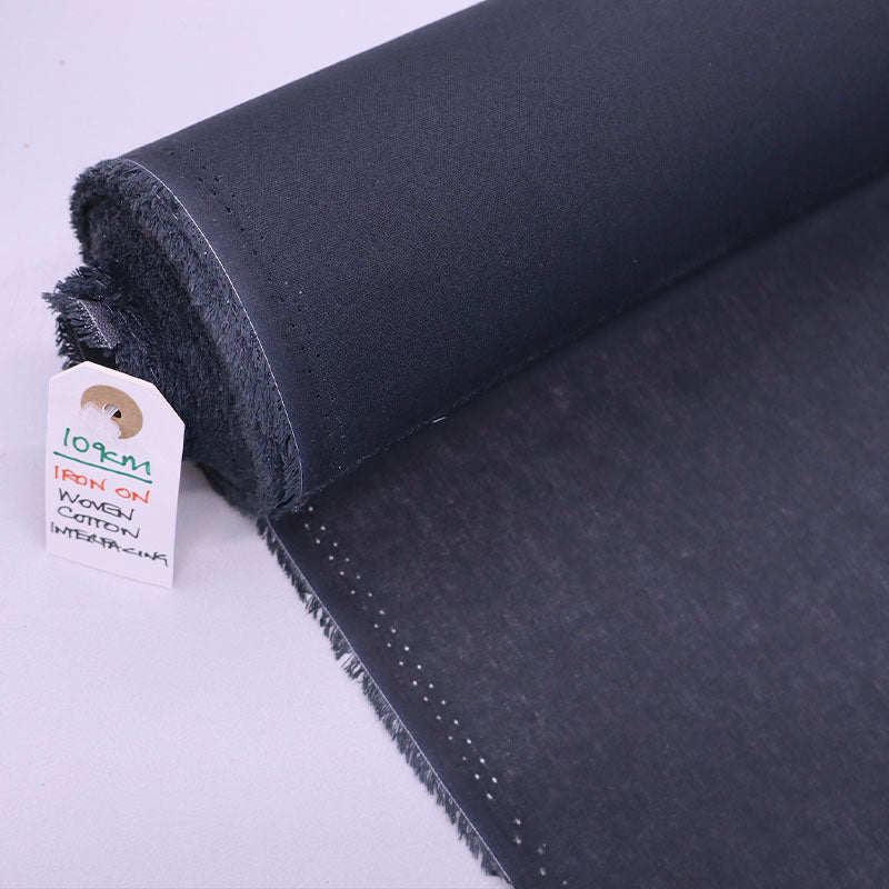 100% Cotton Iron On Fusible Interfacing Fabric - Black