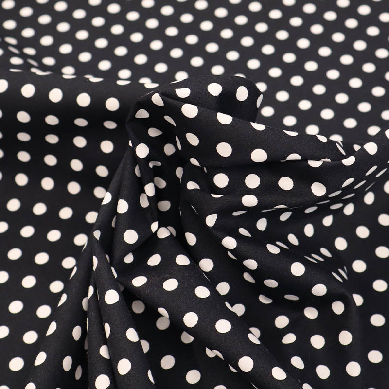 7mm Polka Dot Cotton - Black