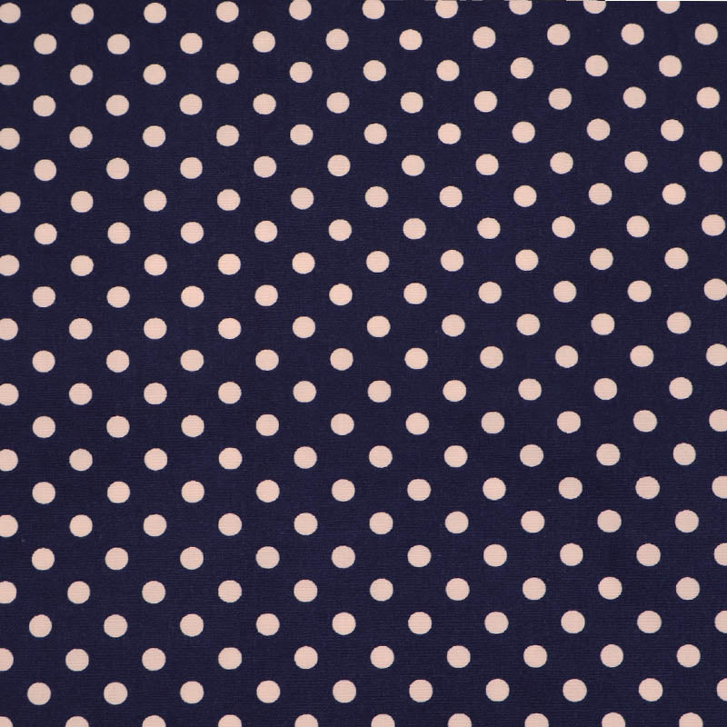 100% Cotton Poplin Navy Blue Polka Dot Cotton with white spots