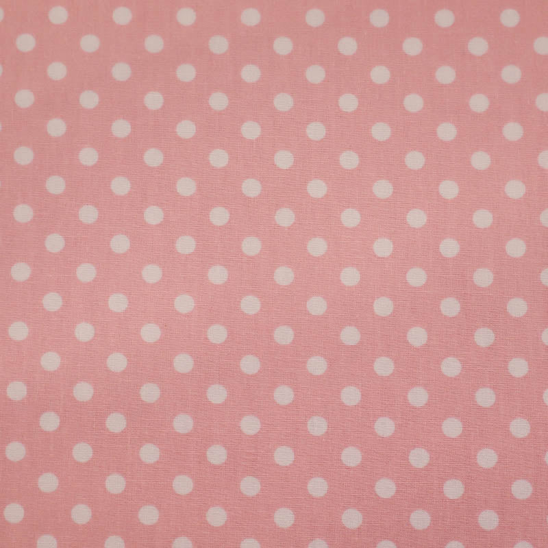 100% Cotton Poplin Pale Pink Polka Dot Cotton Fabric with white spots