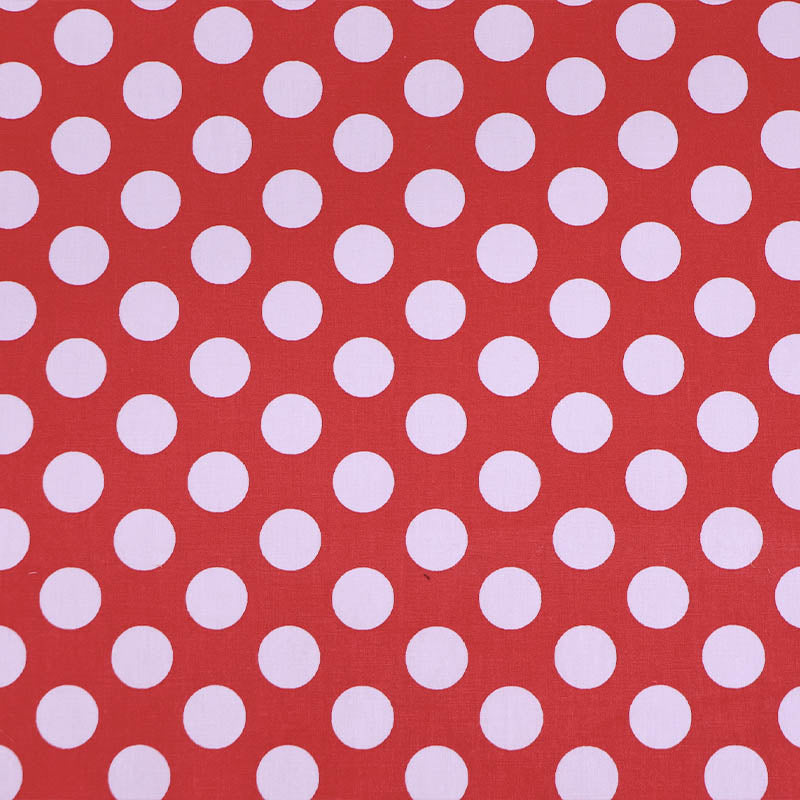 100% Cotton Large Red Polka Dot Poplin Fabric