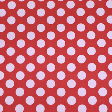 100% Cotton Large Red Polka Dot Poplin Fabric