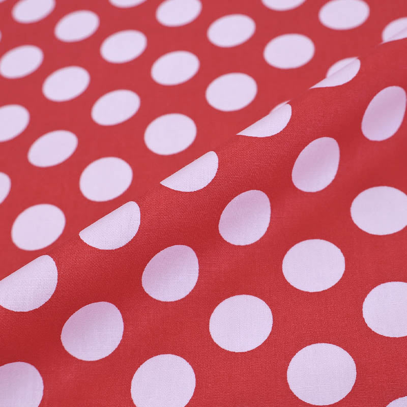 100% Cotton Large Red Polka Dot Poplin Fabric
